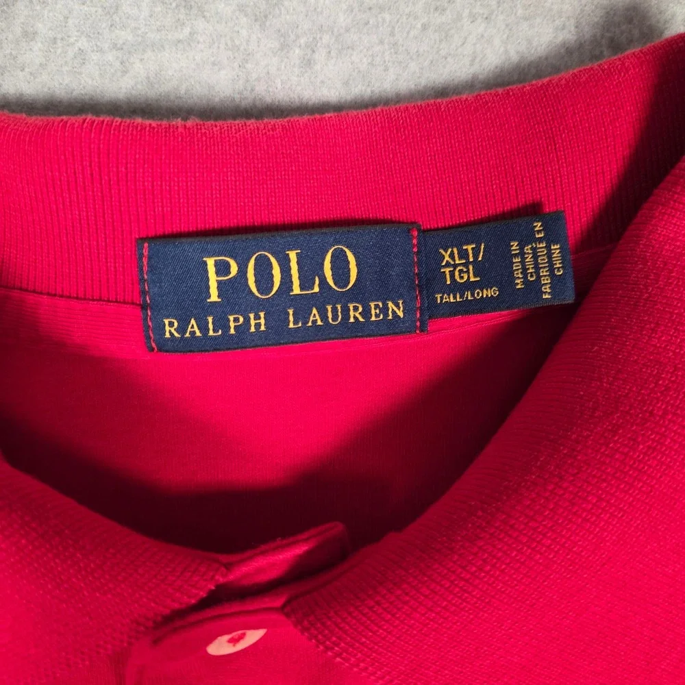 Polo Ralph Lauren Men XLT XL Tall Short Sleeve Polo Shirt Red 100% Cotton Preppy